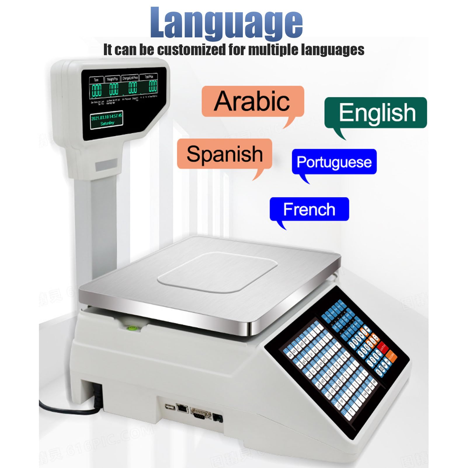 Bilancia per Stampa Etichette con codice a Barre per supermercati Bilancia per registratore di Cassa con Display LCD per Il Commercio al supermercato, Macchina + Cassa, macchi,Machine+Scanner