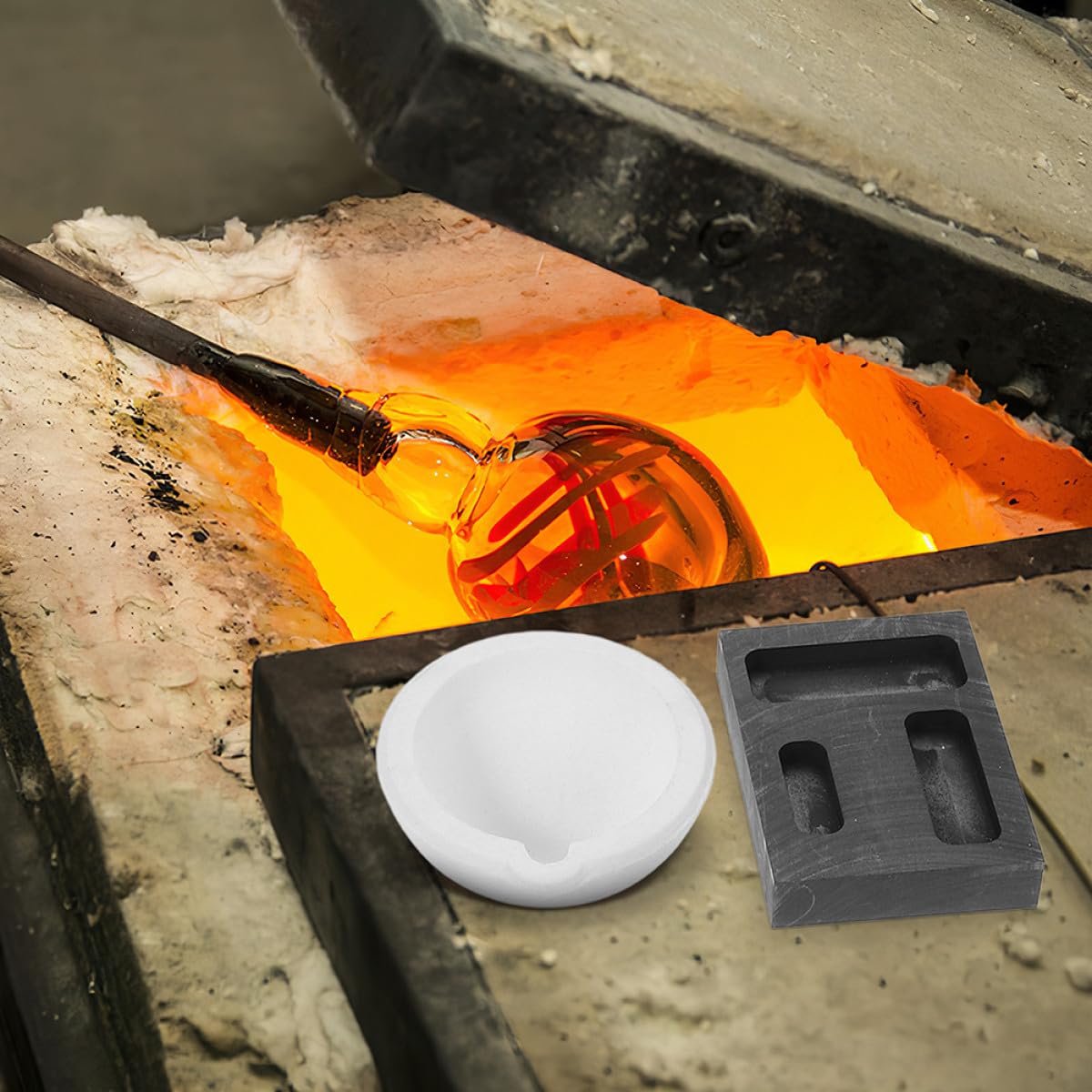 Kit de Herramientas para Joyería Molde de Lingote de Grafito y Diseño de Tres Agujeros, Fácil de Usar para Fundición y Proyectos Diversos
