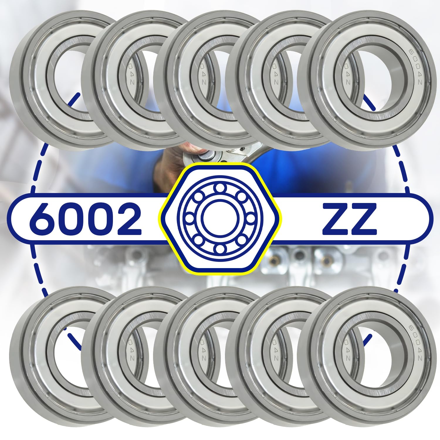 Produktbild von 10 Stück Kugellager 6002 ZZ – 15x32x9 Mm, Beidseitig Abgedichtet, Chromstahl, Von MONTERAL – Für Motoren & Co.