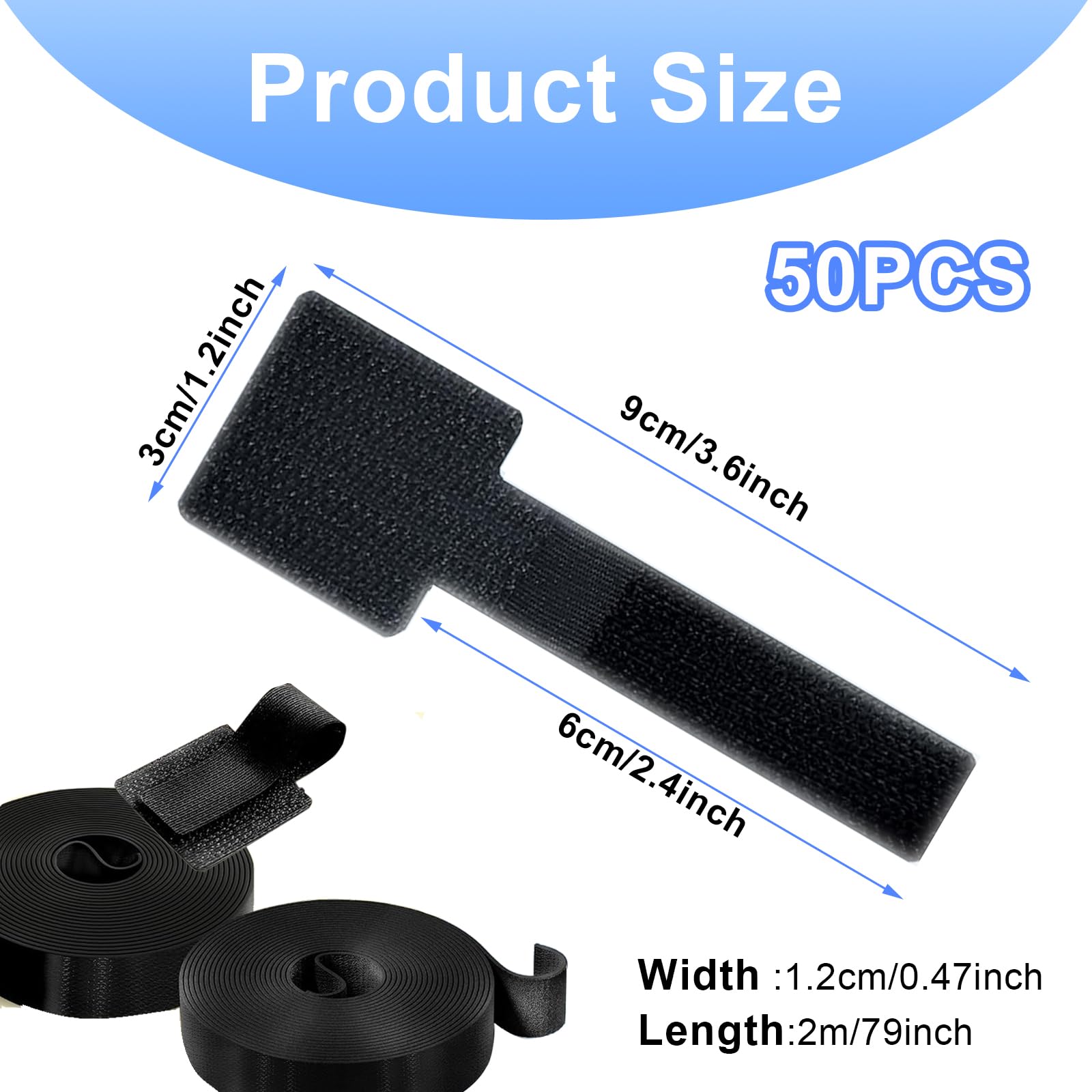 48 Pcs Reusable Hook & Loop Cable Ties With Labels - Self Adhesive Cord Organizer For Desk, Home, Office
