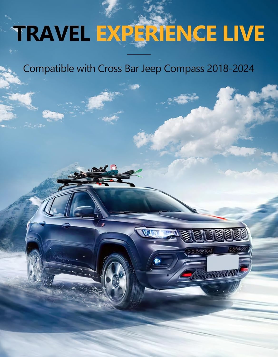 Tuyoung All Aluminum Roof Racks Cross Bars Compatible with Jeep Compass 2018-2026, 260lbs Lockable Heavy Duty Roof Rails Crossbars Rooftop Cargo Basket Carrier Bag Luggage Rails Kayak Canoe Snowboard