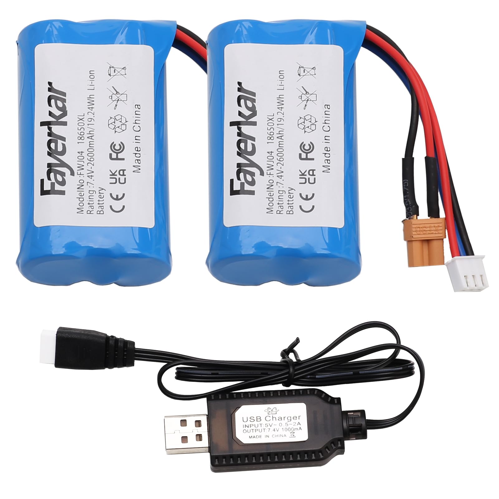 18650 batteria al litio 7.4V 2600Mah XT30 XH-3P spina giocattolo elettrico ricarica a distanza pacchetto batteria elettrica