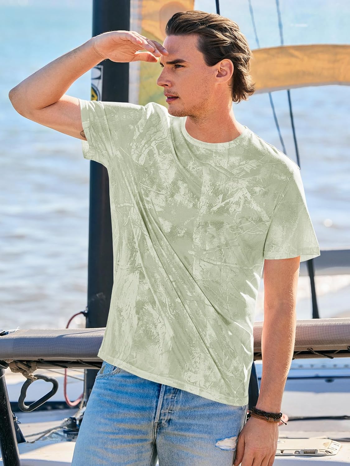 Runcati Mens Short Sleeve Crew Neck T-Shirt Tie Dye Casual Graphic Shirt Hipster Stretchy Tee Tops - Image 4