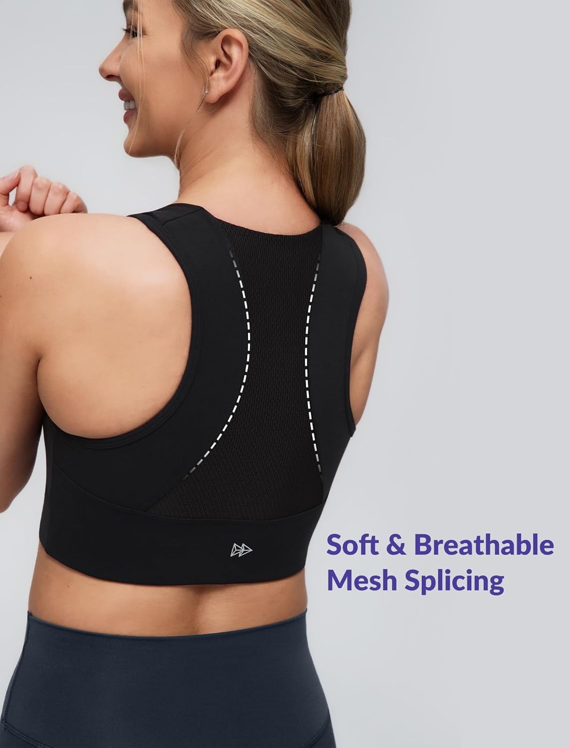 Yvette Yoga Bra Racerback & Mesh Panels Square Neck Fixed Cups Sports Bra for Women Light Support Workout Tank Top - Image 4