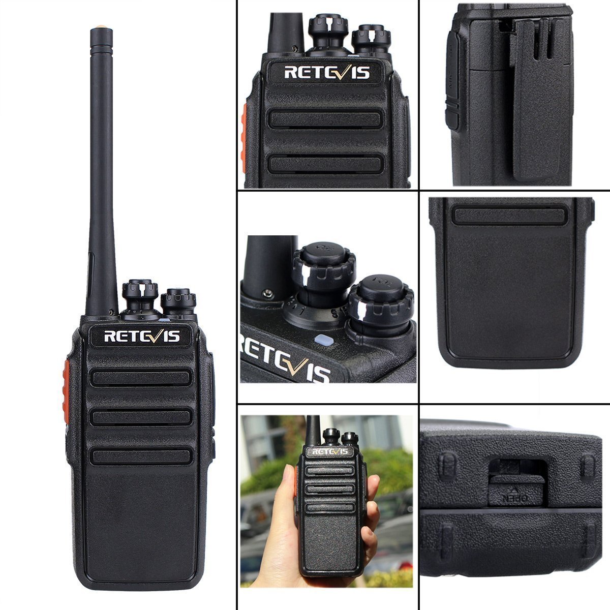 Retevis RT24 Walkie Talkie, PMR446 Licenza-Libero 16 Canali CTCSS/DCS, Walkie Talkie Professionali, Ricetrasmittenti con Auricolare, per Ristoranti, Scuole, Supermercati, Hotel ecc. (Nero,5 Coppia) - 2