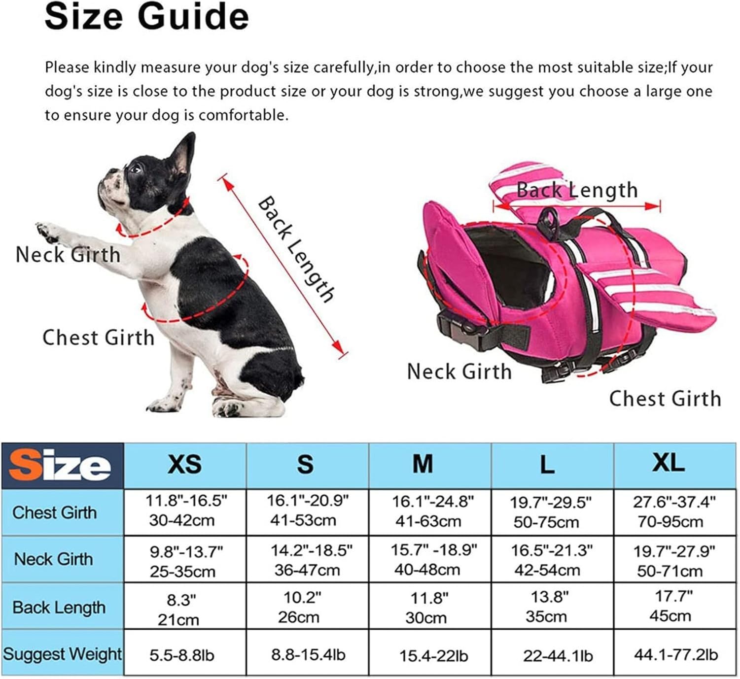 Chaleco Salvavidas para Perro, Diseño de Alas Pet Life Vest, Ajustable y Reflectante para Nadar, Chaleco de Seguridad Flotante para Perros Pequeños, Medianos y, Pink, XL