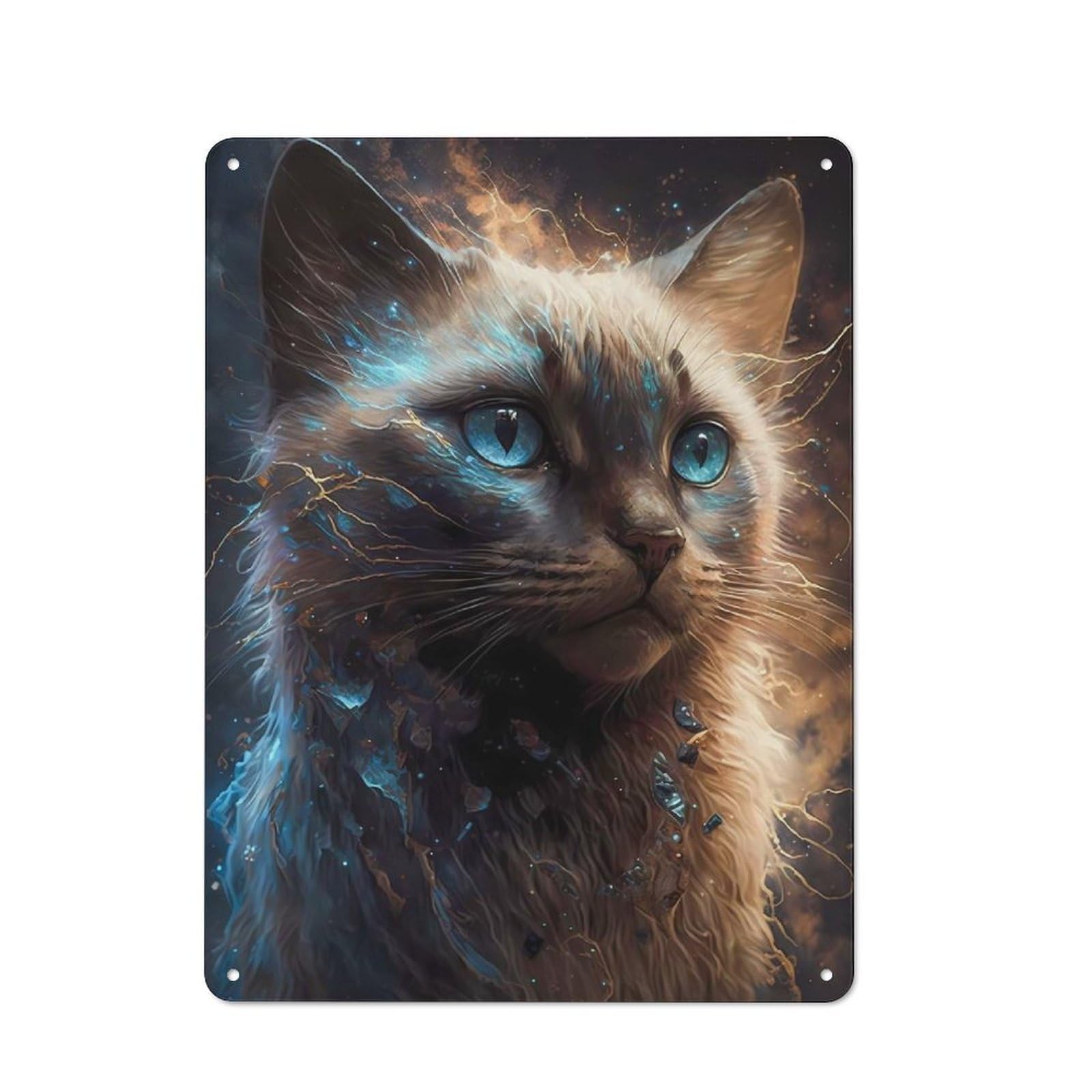 Junmoney Siamese Cat Metal Sign 40X30cm With For Pub Or Café, Retro Decor, For Cooler-Month Interiors With Retro Character