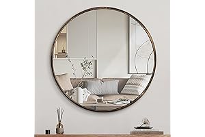 1st Owned Round Wall Mirror, Oil Rubbed Bronze -Circular Metal Framed Wall...