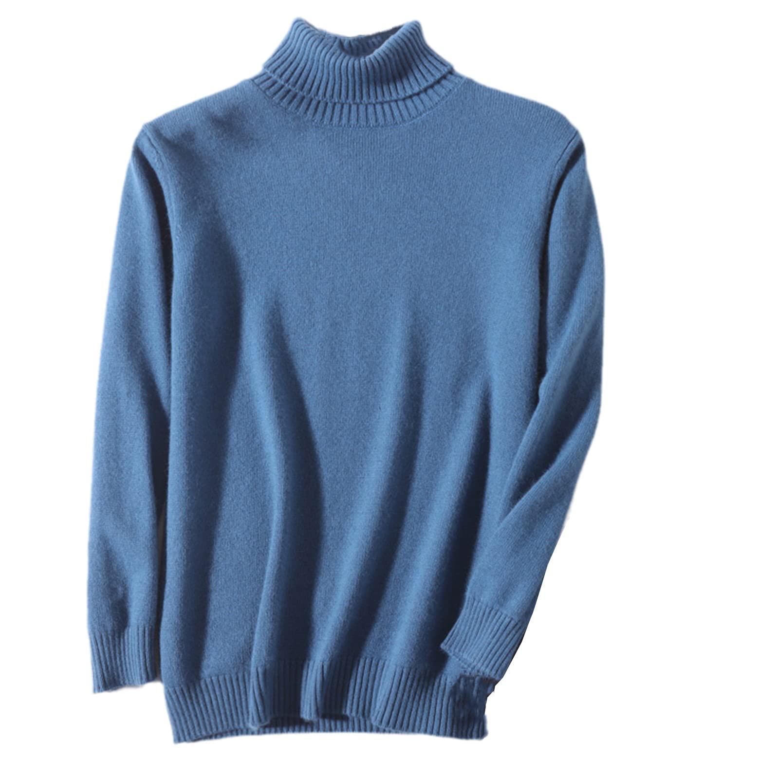 Vogrtcc Suéter de cuello alto para hombre Otoño Invierno Jersey Jersey Jersey de punto de lana, azul, S