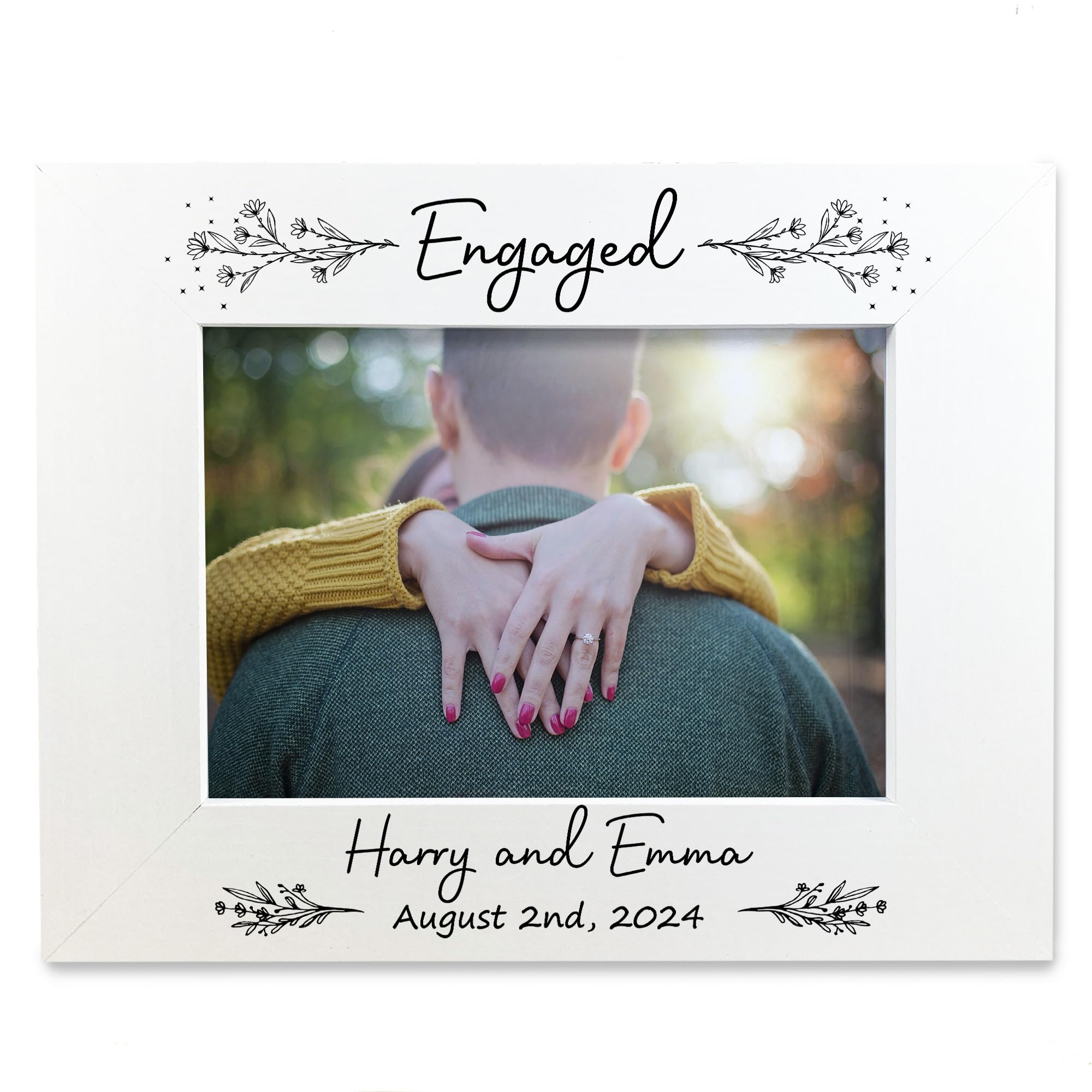 Red Ocean ENGAGEMENT Gift For Couple Oak Photo Frame ENGAGED Couple Gifts Personalised Congratulations Gift For Couple Gift For Engagement Keepsake