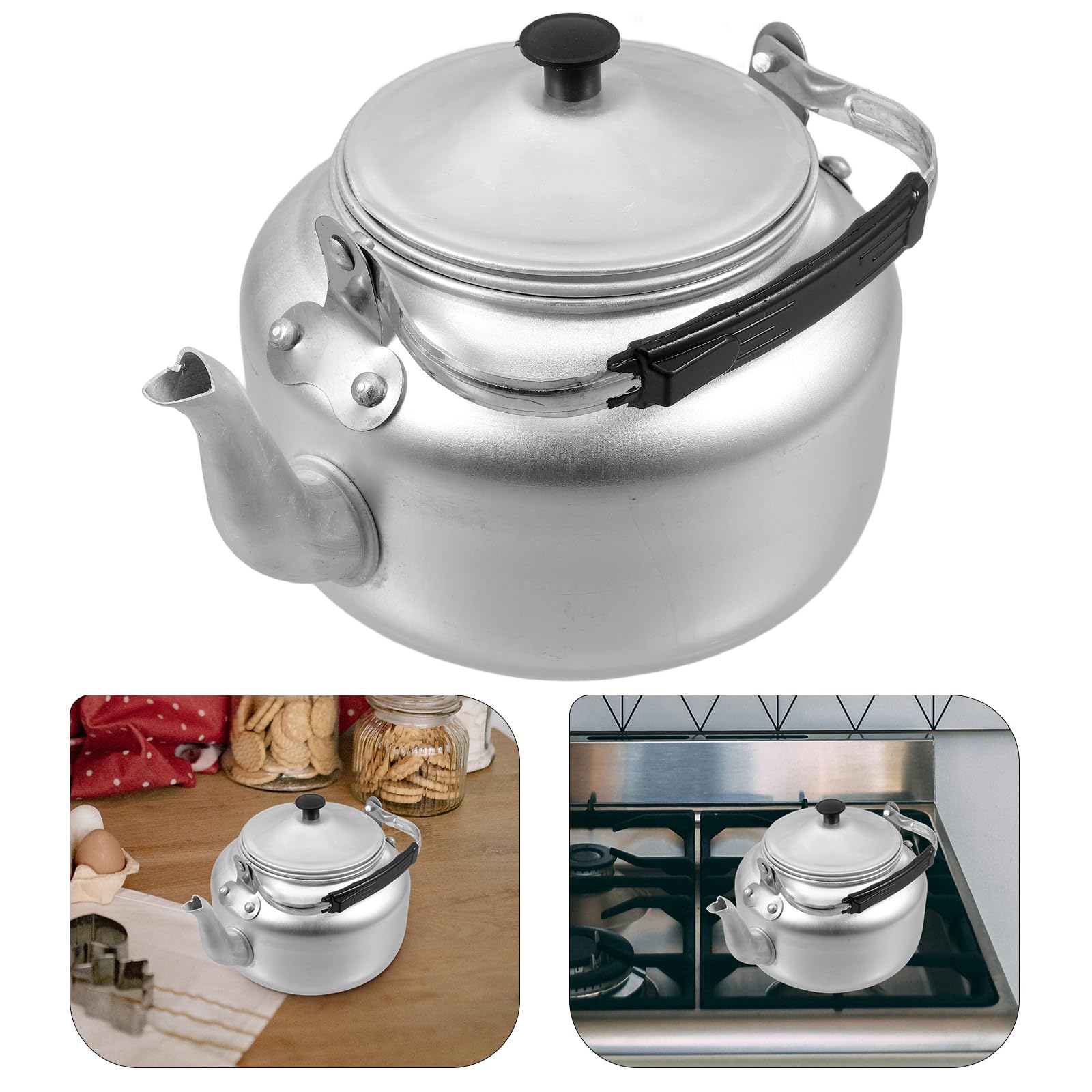 PRETYZOOM Bouilloire Aluminium 1.2L Avec Filtre Infuseur Et Poignée Ergonomique Théière Portable Pour Maison Camping Café Et Restaurant