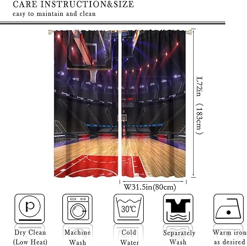 Vista 158 de Boys Sports Curtains Basketball Football Baseball Flame Pattern Printed Curtains Kids and Teenagers' Bedroom Living Room Blackout Curtains W42 * L54