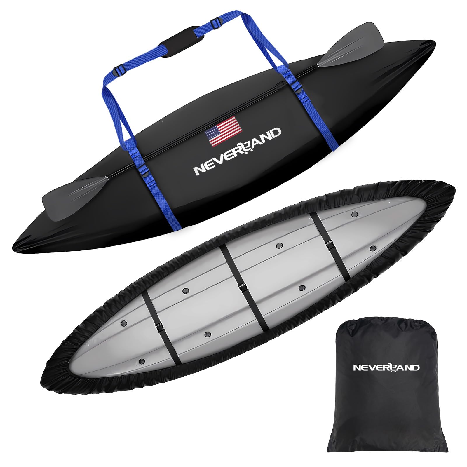 NEVERLAND Kayak Cover 10.8 to 12 Feet Waterproof Heavy Duty Kayak Covers for Outdoor and Indoor Storage Kayak UV and Dust Resistant Protection