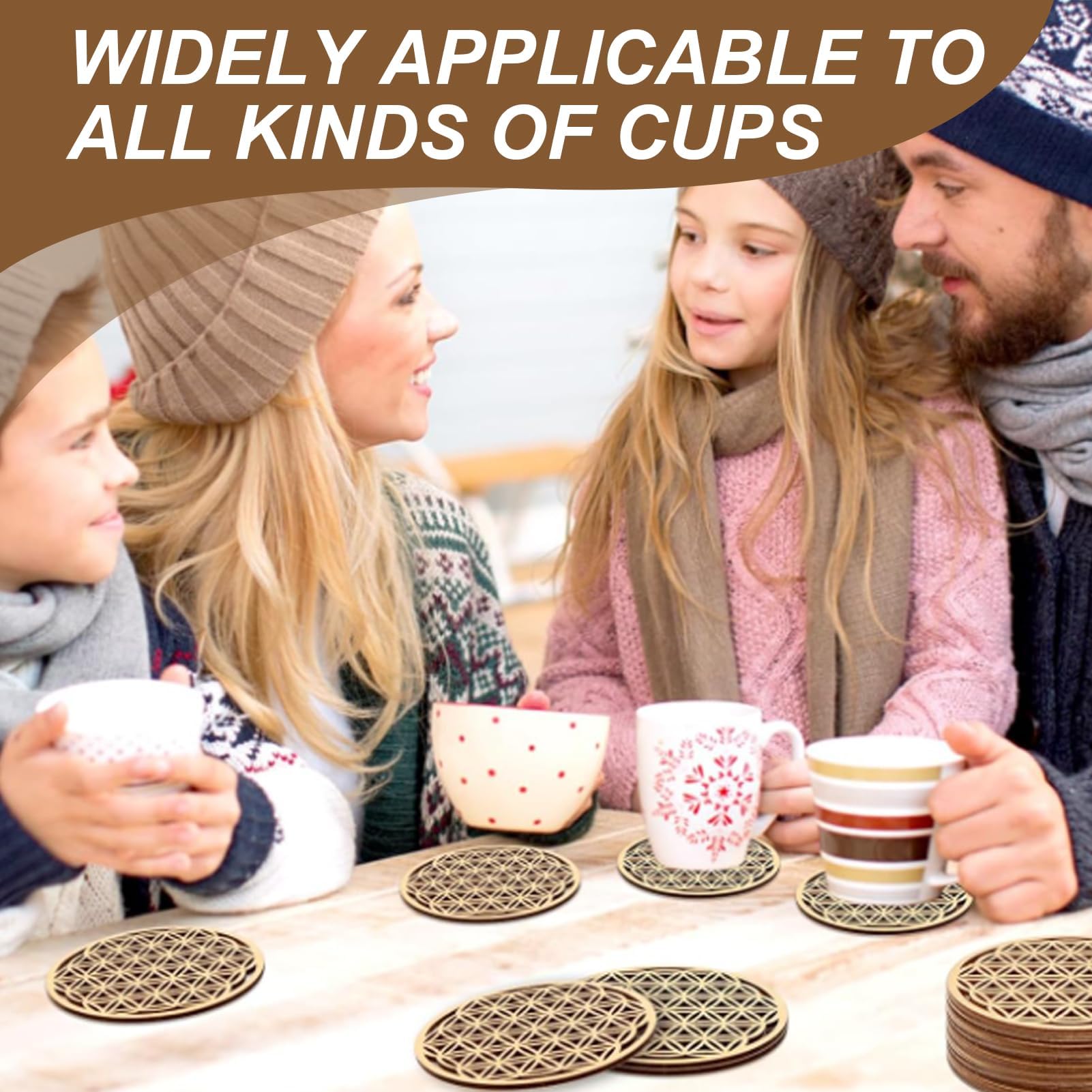 Sous-verre Fleur De Vie Set De 12 Dessous De Verre Fleur De Vie - Motif Méditation En Bois De Bouleau Fleur De Vie Méditation