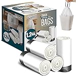 FORID Mini Drawstring Trash bags - 1.2 Gallon White Plastic Garbage Bags 240 Count Small Can Liners for Bathroom Bedroom Office Home 5 Liter (1-2 Gal) - Durable & Thick Trash Bag