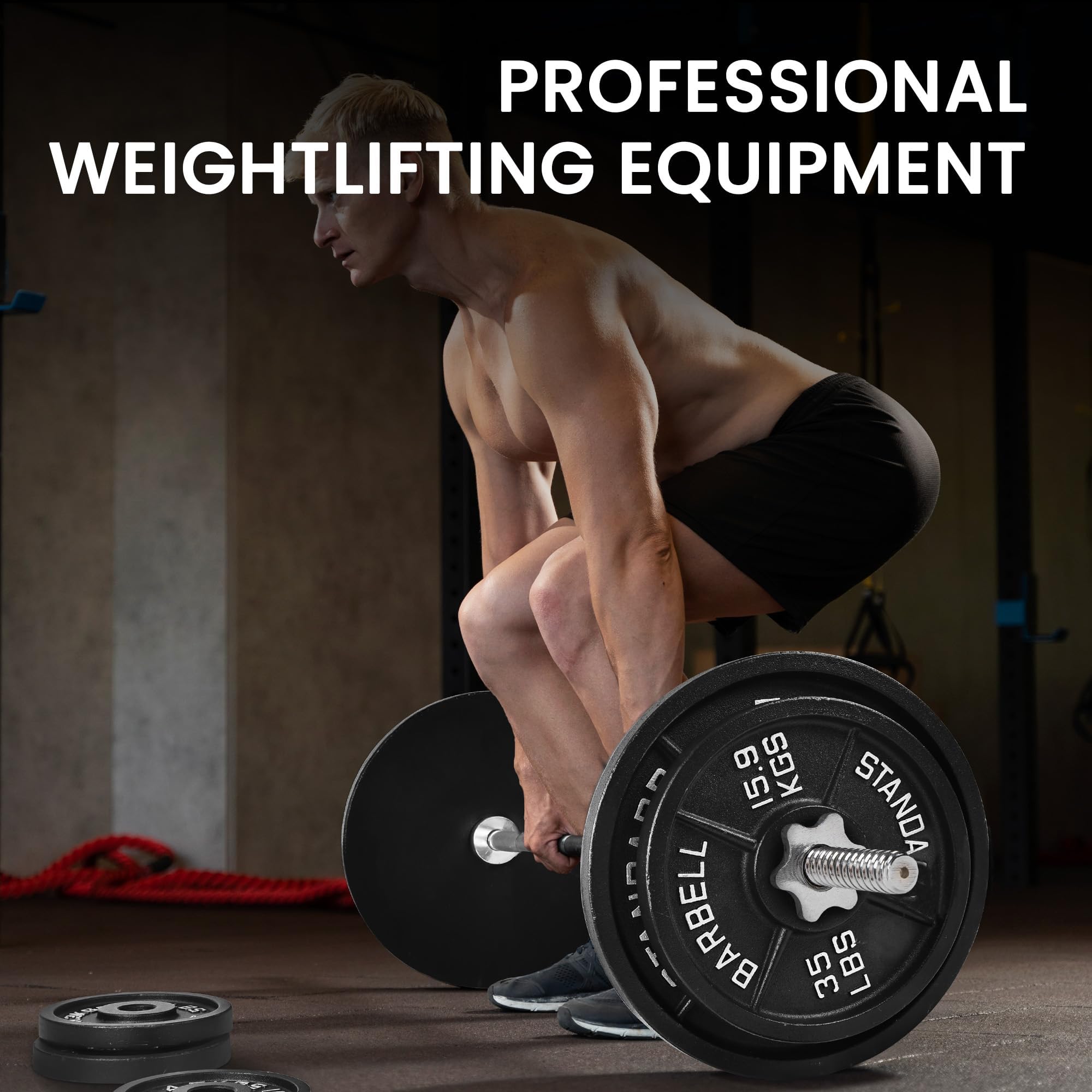 Fitvids 6FT Stardard Barbell with Star Locks for Strength Training & Weightlifting, Silvery