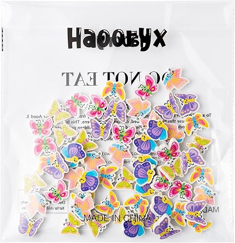 Miniatura 8 de Haooryx Gomas de borrar de mariposa de primavera, 60 piezas de borradores de mariposa de primavera para niños, a granel, borrador de lápiz de