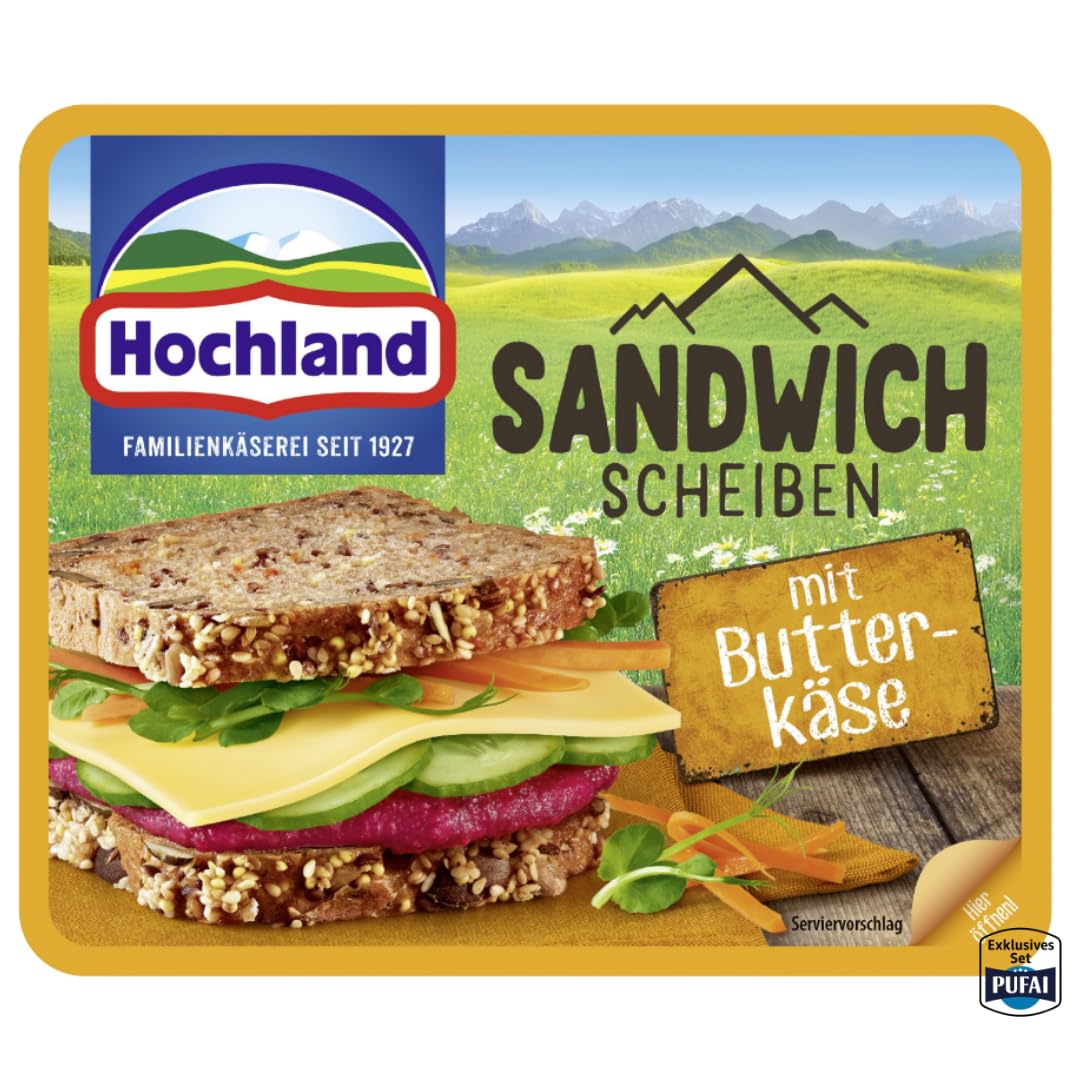 Käsescheiben mit Butterkäse – 150 g, 4er Pack | Mild & cremig | Ideal für Sandwiches, Toast & Snacks