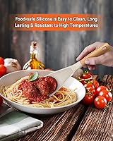 Vista 3 de Cuchara de cocina para utensilios de cocina antiadherentes, ideal para cocinar y servir silicona mate resistente sin BPA, cuchara con mango