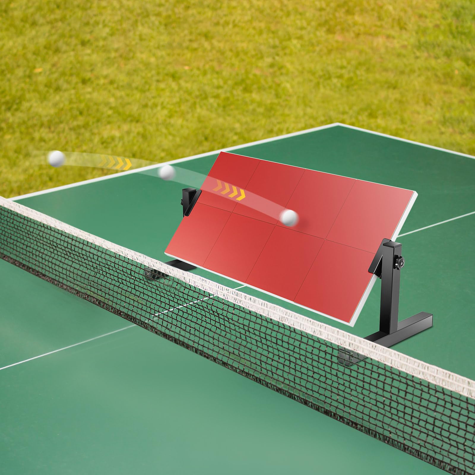 Tavola di rimbalzo da ping pong regolabile a 360°, con 2 piedini e 8 blocchi di gomma, dispositivo di allenamento per casa e scuola (66,5 x 33,5 cm)