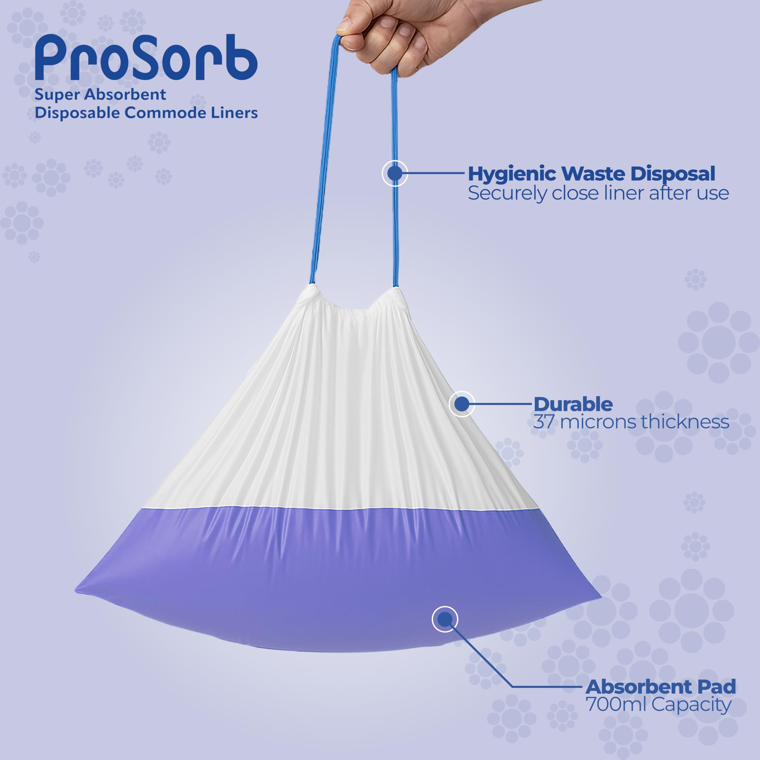 Image secondaire de Prosorb Protège Seau de Chaise percée avec Tampon Super-Absorbant (Paquet de 20 Sacs)