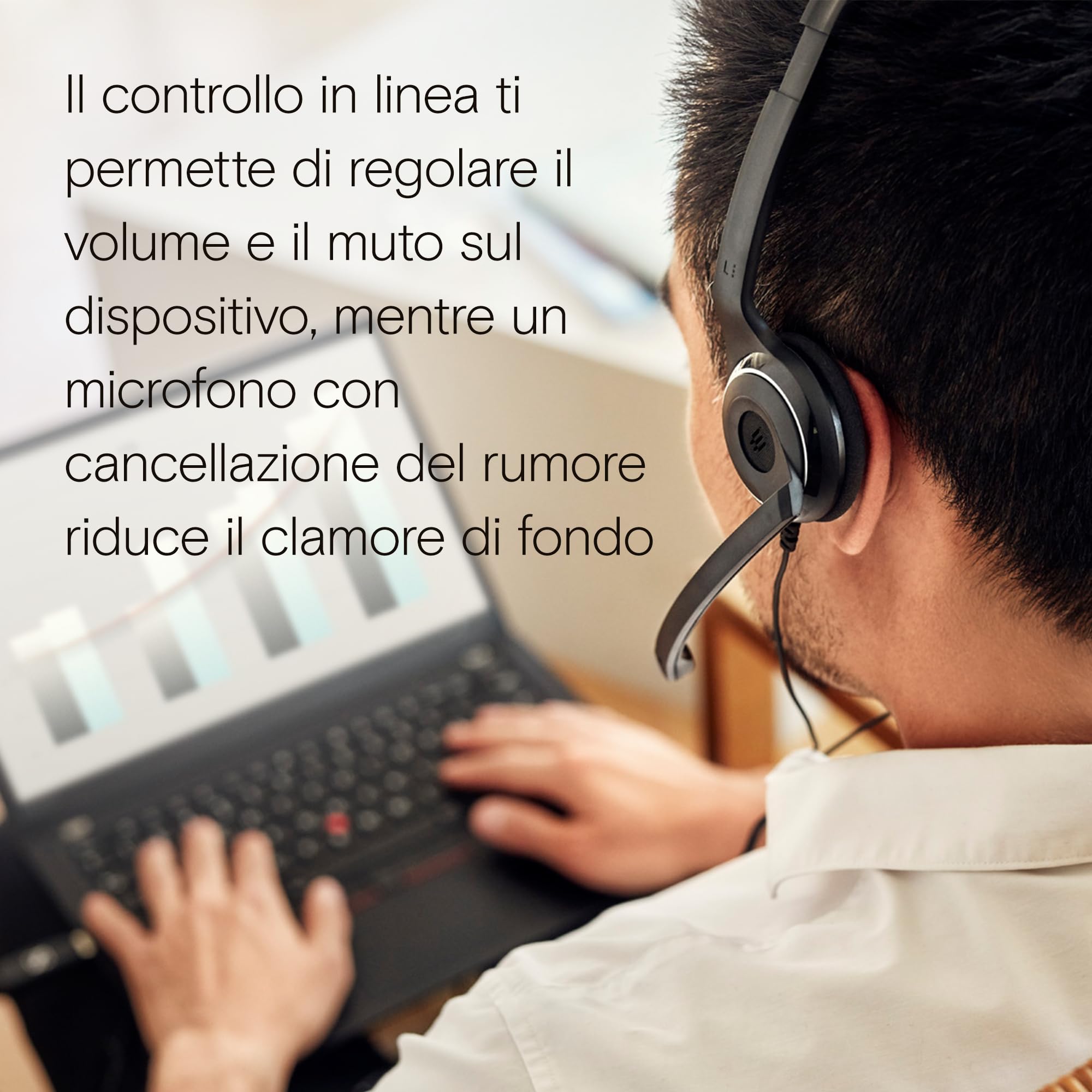 EPOS PC8 USB Cuffie Stereo per PC Mac Auricolari Cablati On Ear con Microfono Noise-Cancelling, Connessione USB, Controllo Volume e Muto In-Line, Leggeri, Ottimi per Business, Chiamate