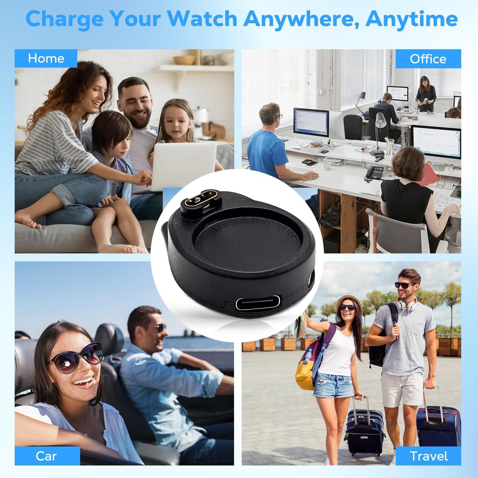 Caricatore USB-C/Micro Base Magnetica Rinforzata per Garmin Fenix 8/7/6/5, Forerunner 55/245/255/945, Venu 3/2, Vivoactive, Instinct, Approach, Vivomove Nero