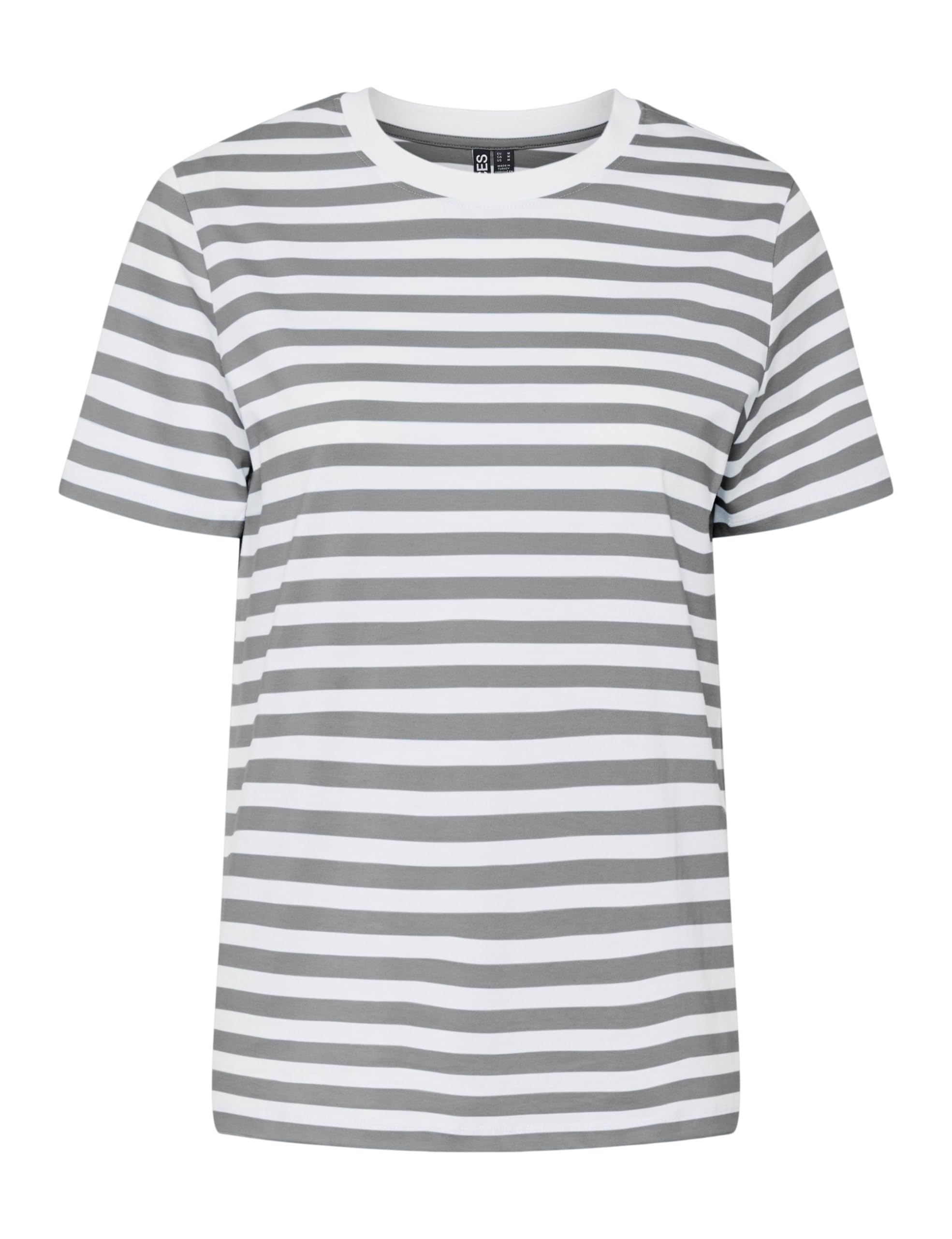 Pieces Women's Ultimate Grey Pcria Ss Tee Stripes Noos Bc, S