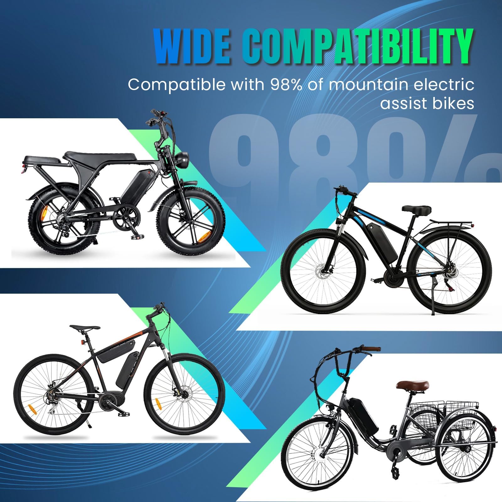 Hailong Batterie Lithium de vélo électrique 36/48V, 13Ah 15Ah 18Ah 20Ah, Moteurs 250–1500W, connecteur 4 Broches, Compatible Mifa/Prophete/Tianneng & Kits Moteur Central/arrière. (48V13Ah)