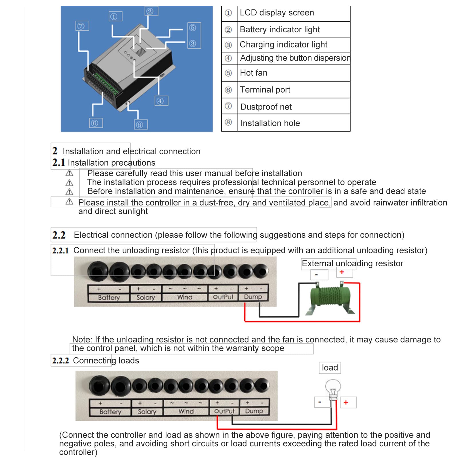 2400W 12V 24V Controlador híbrido eólico solar 2400W 12V 24V 1400W