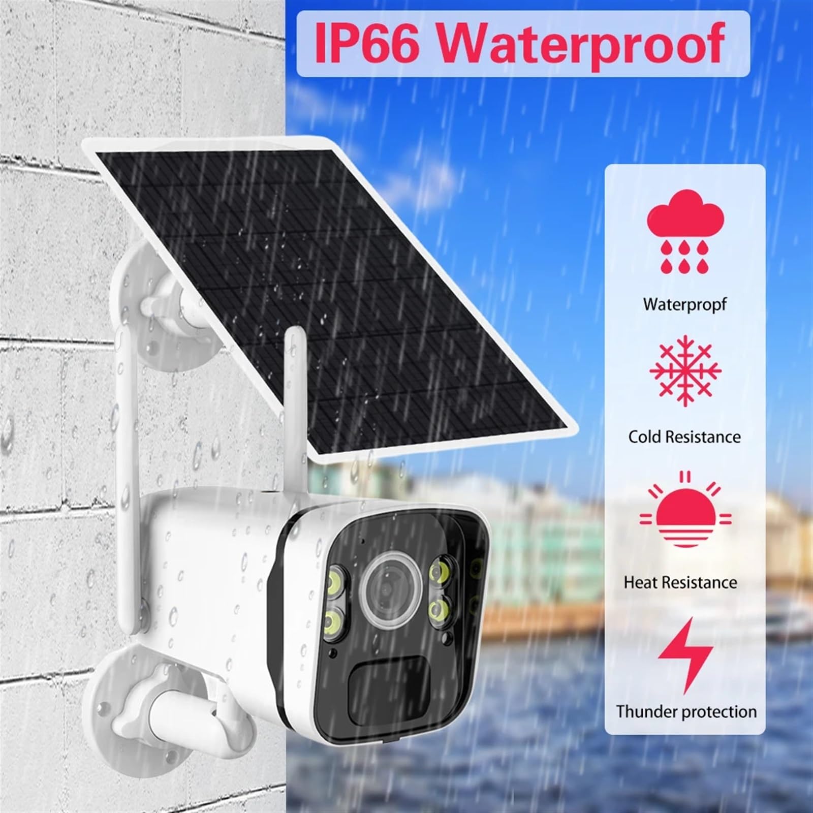 Telecamera di Sorveglianza, Telecamera IP solare Cloud da 5 MP PIR Rilevamento umano Sorveglianza di sicurezza esterna Telecamere CCTV con batteria integrata