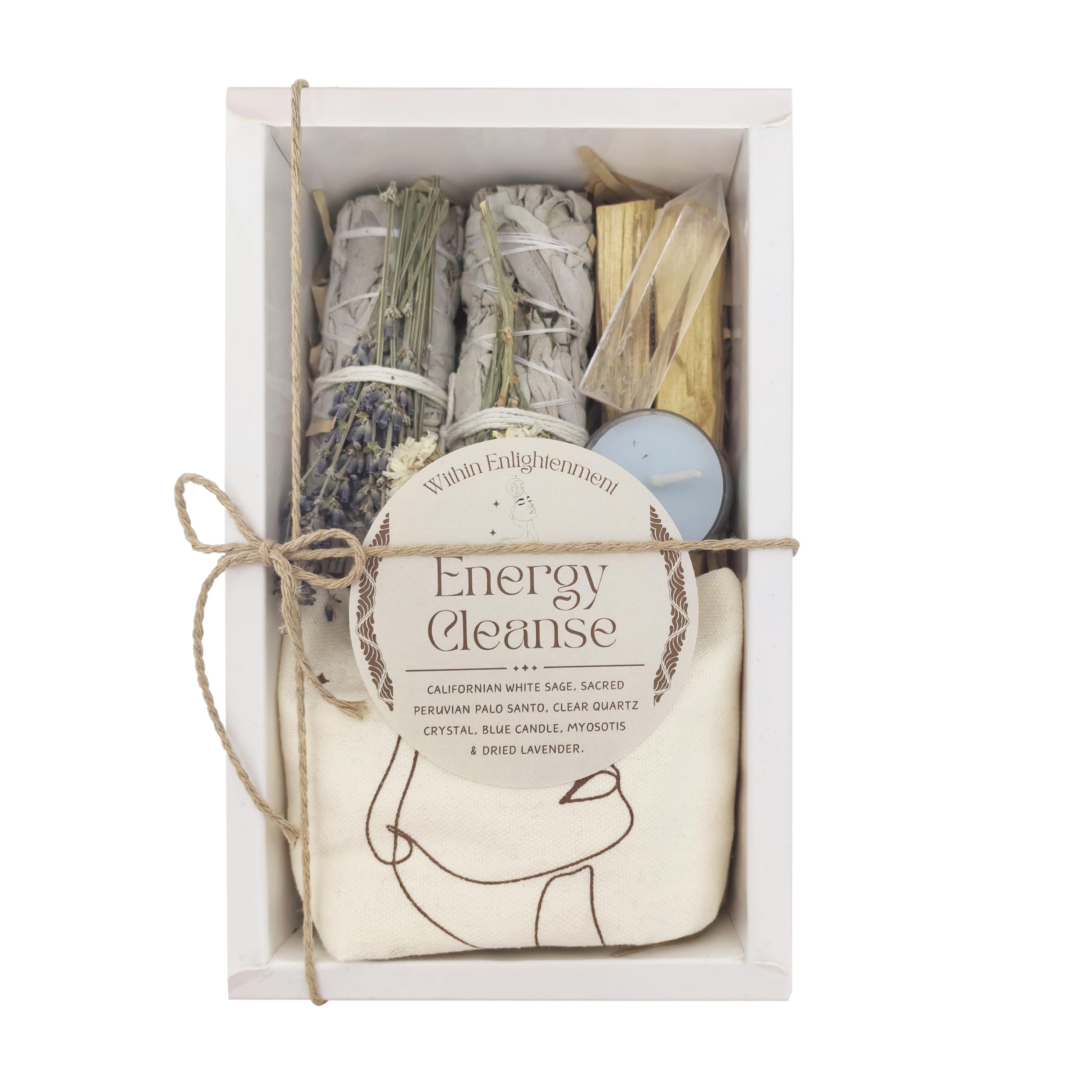 White Sage Smudge Kit with Smudge Bowl- 2 White Sage Sticks with Flowers & Lavender, 2 Palo Santo Sticks & Abalone Shell Bowl with Stand - Meditation Accessories & Witch Kit