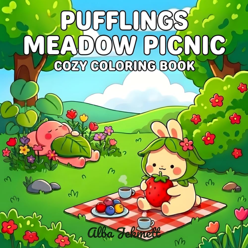 Pufflings Meadow Picnic: A Cozy Coloring Book for Adults and Teens Featuring Cute Creatures and Relaxing Nature Picnic Scenes (Pufflings Cozy World)