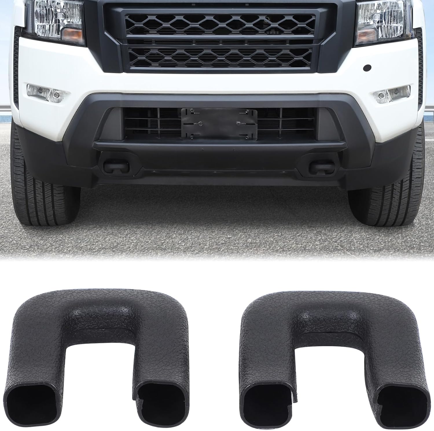 Aunginsy Front Bumper Tow Hook Covers Compatible with Nissan Frontier 2022-2025 Pickup Front Bumper Tow Trailer Hitch Receiver Cover Towing Hitch Rubber Sleeve Protector Cover Exterior Accessories