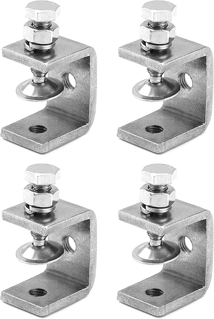 QWORK 4Pcs 304 Stainless Steel C Clamp Tiger Clamp , Heavy Duty C-clamp , for Home Improvement and Automotive Repair