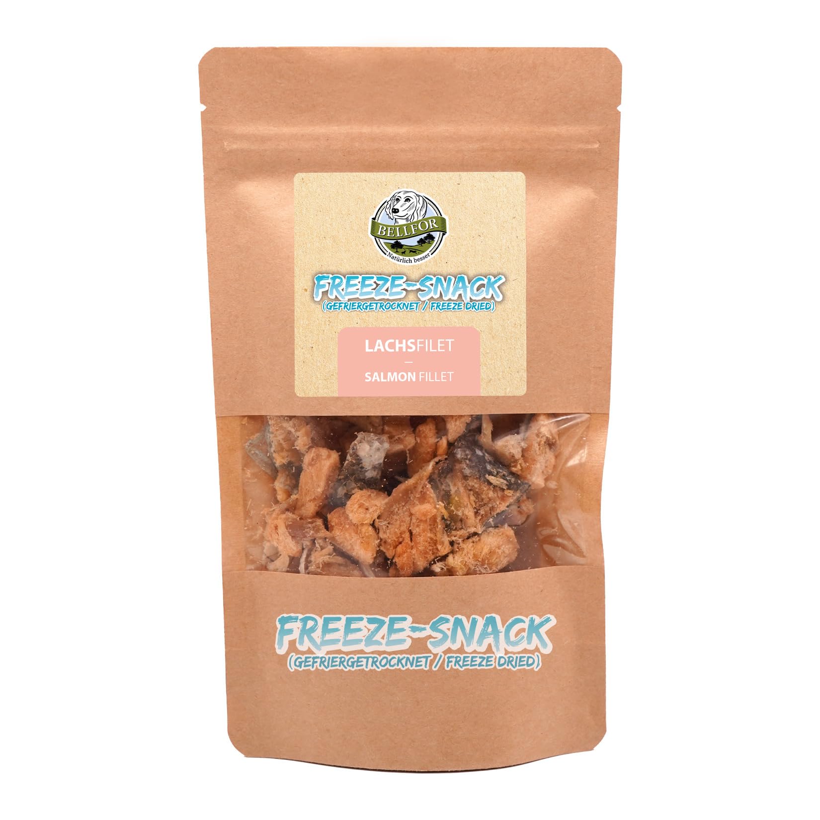 Bellfor Freeze-Snack para Perros - Filete de salmón (lío?lizado) - 50 g - Libre de aditivos Artificiales e Ideal como Premio de Entrenamiento para su Perro