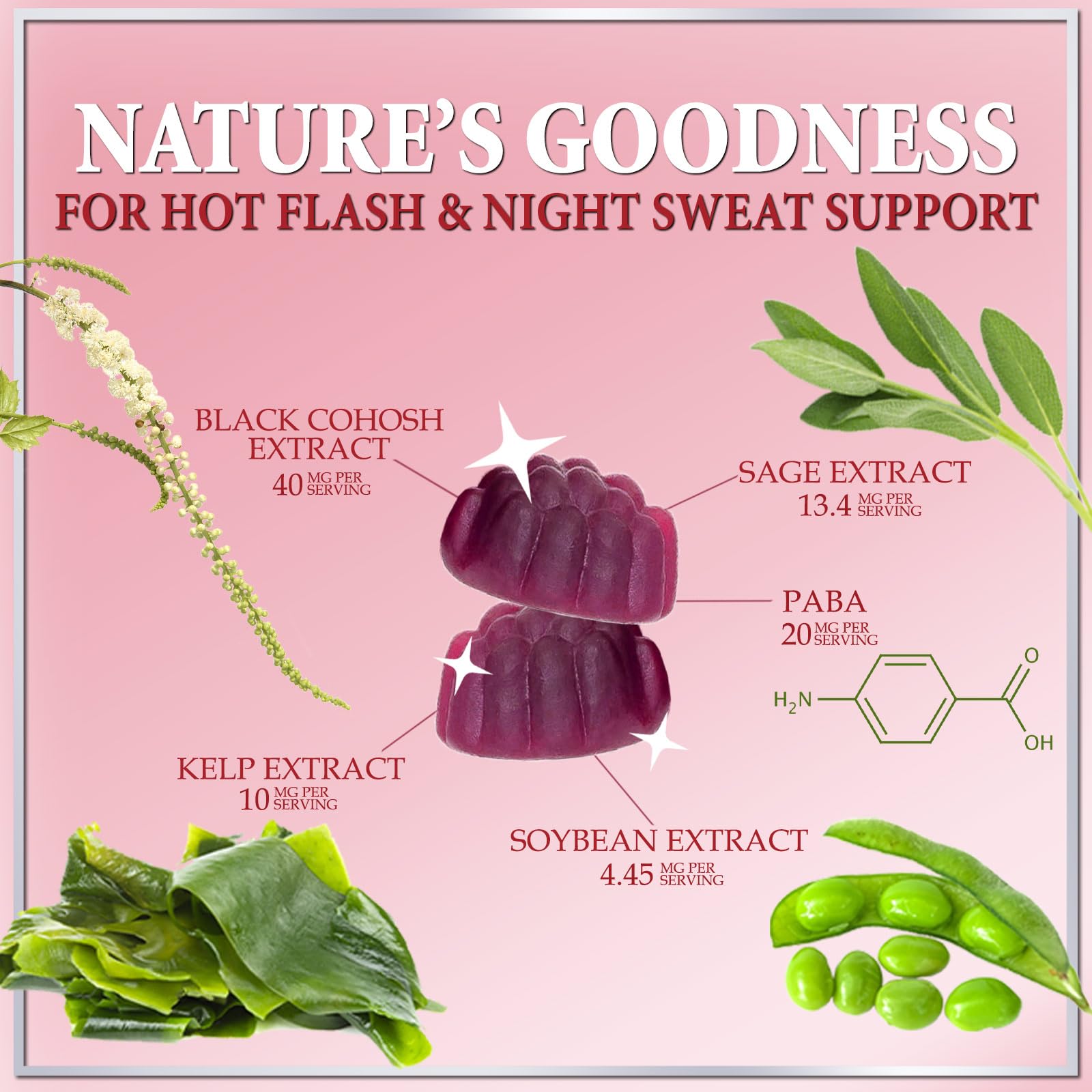 Menopause Supplements for Women - Complete Women's Menopause Relief Gummies with Black Cohosh for Natural Mild Hot Flashes & Night Sweats Support - Female Menopause Gummy Supplement - 60 Gummies — Amazon image 3