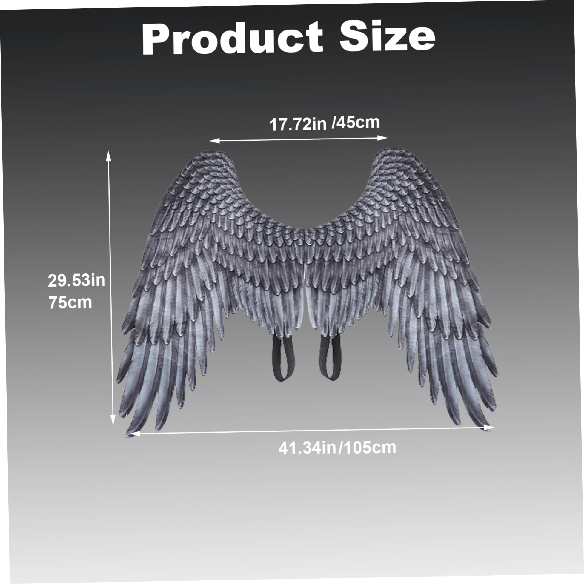 Engel Kostüm Frauen, Engel Flügel für Erwachsene Unisex Freigröße Federn Realistische Halloween Angel Flügel elastischer Schultergurt Nicht gewebter Flügel Kostüm für Party Cosplay Schwarz