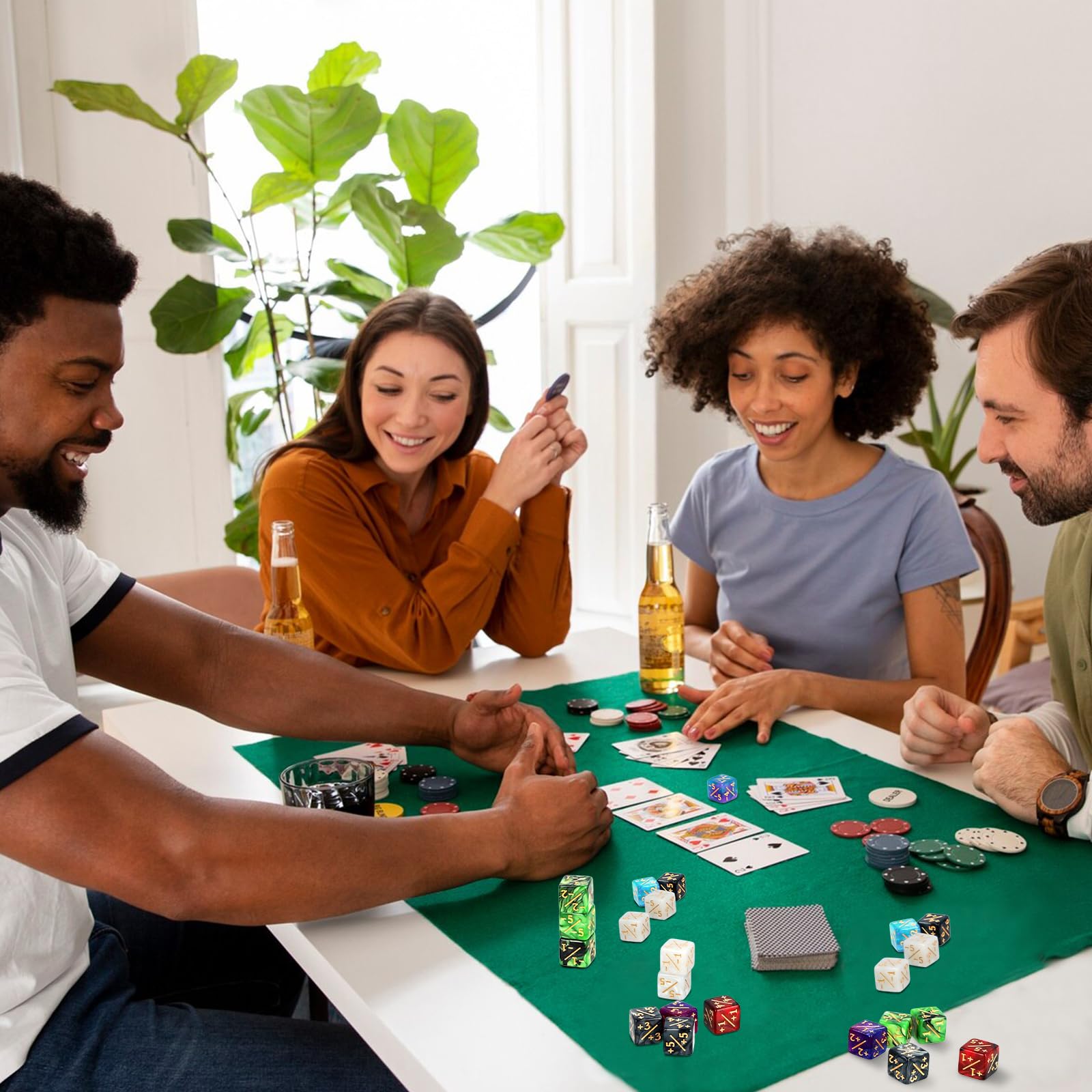 Weigudoc 48 Stücke Würfel Zähler Kompatibel mit MTG CCG Kartenspiel Zubehör, Token D6 Zeichen mit Aufbewahrungsbeuteln, 6 Farben Spielzubehör