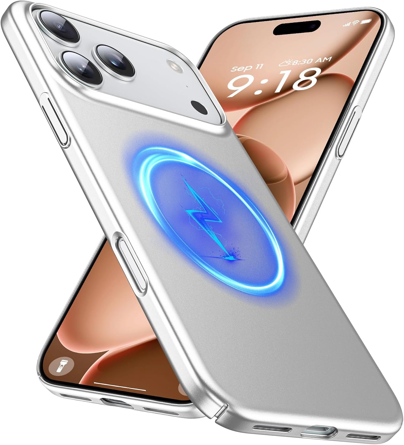 Magnetic Ultra Thin Frosted Designed for iPhone 17 Pro Max Phone Case 6.9 inch(2025) Slim Minimalist Lightweight Matte Hard PC Compatible with MagSafe Cover Protective Bumper Case-Silvery