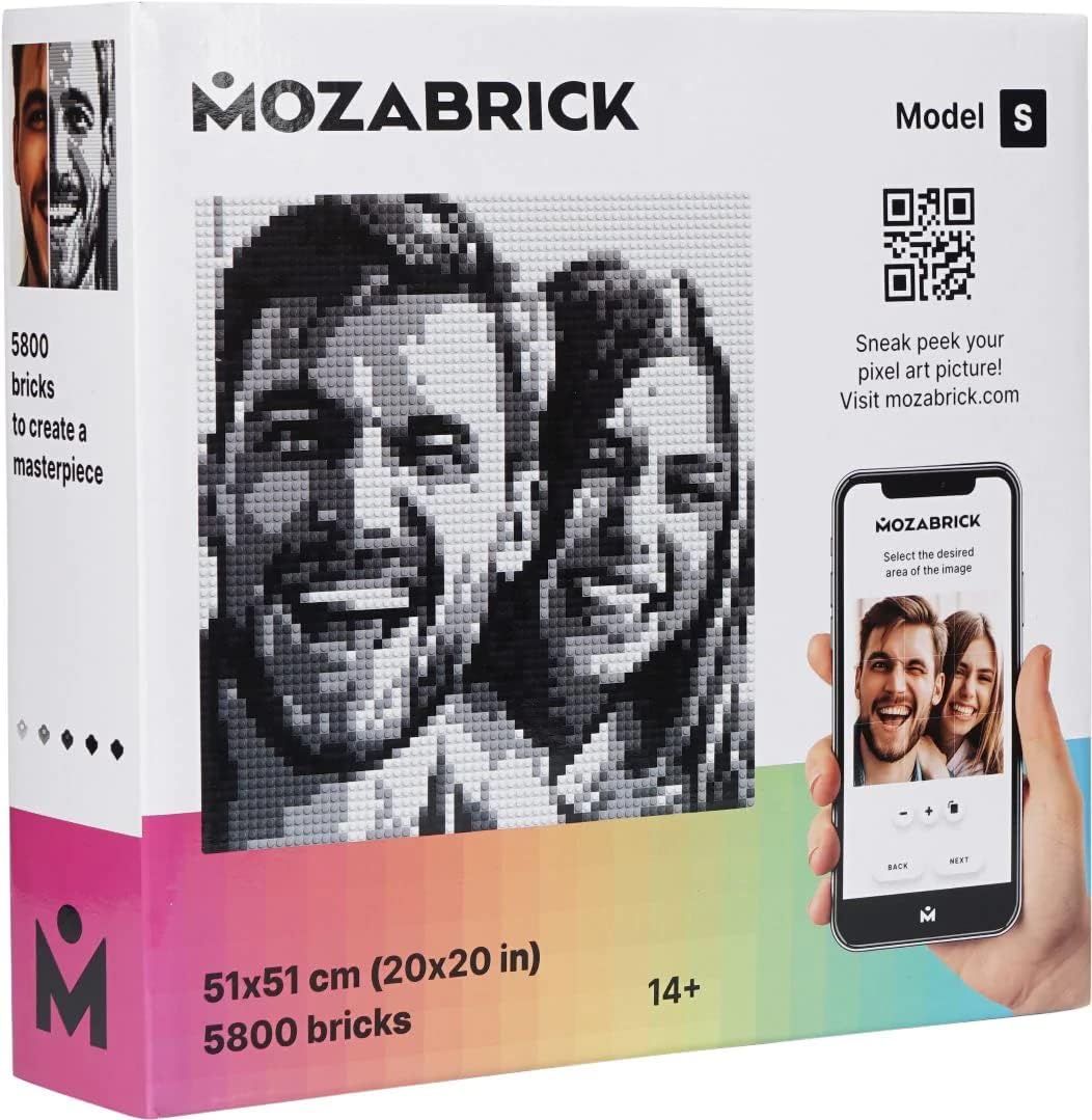 MOZABRICK Photo Construction Set Model S - Transform Any Picture into a Mosaic Wall Art Using Our Constructor and Web App. Infinite Pixel Art Possibilities Using Your Photos!