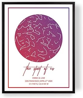 [SF Customizables] The Start of Us - Constellation Map Art, Custom Night Sky Print, Stars Chart, Stars On Wedding Night, Celestial Art, Star Map By Date, Personalized Gift [Framed Poster]