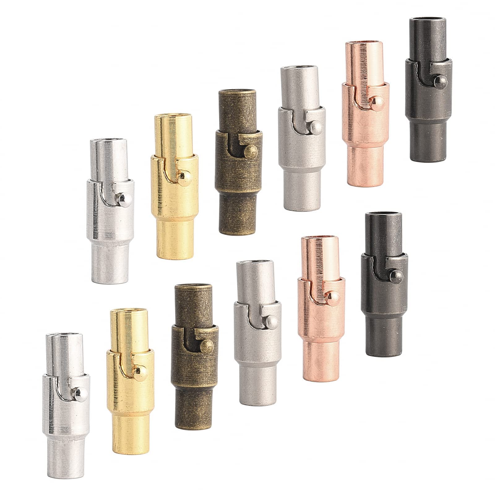 SYOSI 24 Pcs Bracelet Cord End Caps, , 6 Colors Bracelet End Caps, Necklace Rope End Buckle with Locking for Jewelry Making (3mm)