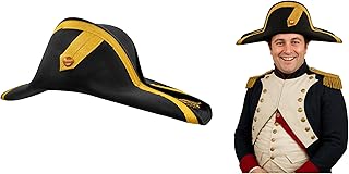 Nicky Bigs Novelties Adult Admiral Bicorn Hat French Captains Pirate Cap Napoleon Costume Accessory