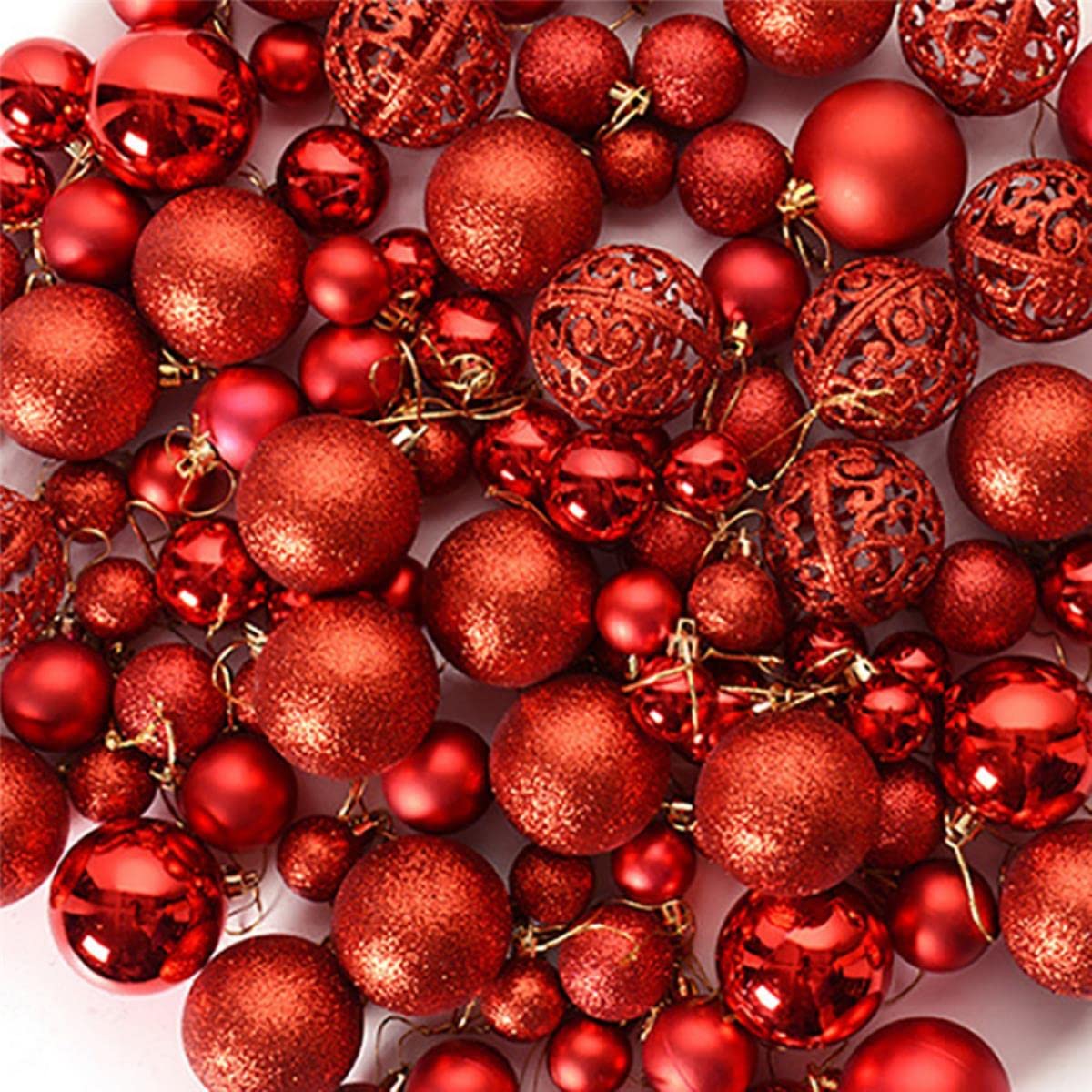 100PCS 3/4/6cm Adornos de Bolas de Navidad Decoración de árbol de Navidad Rosa Bola Brillante Hueca Bola Mate Decoraciones de Navidad para el hogar-Plata, 3 4 6 cm