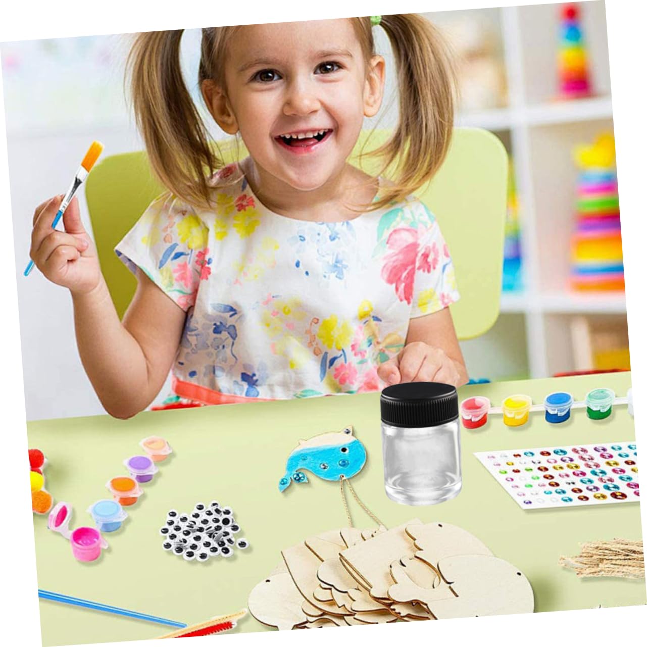 WHAMVOX 22Cc Airbrush Glass Bottles with Caps Professional Clear Paint Jars for Feed Airbrushes Compatible with Master Badger for Paint Storage and Mixing