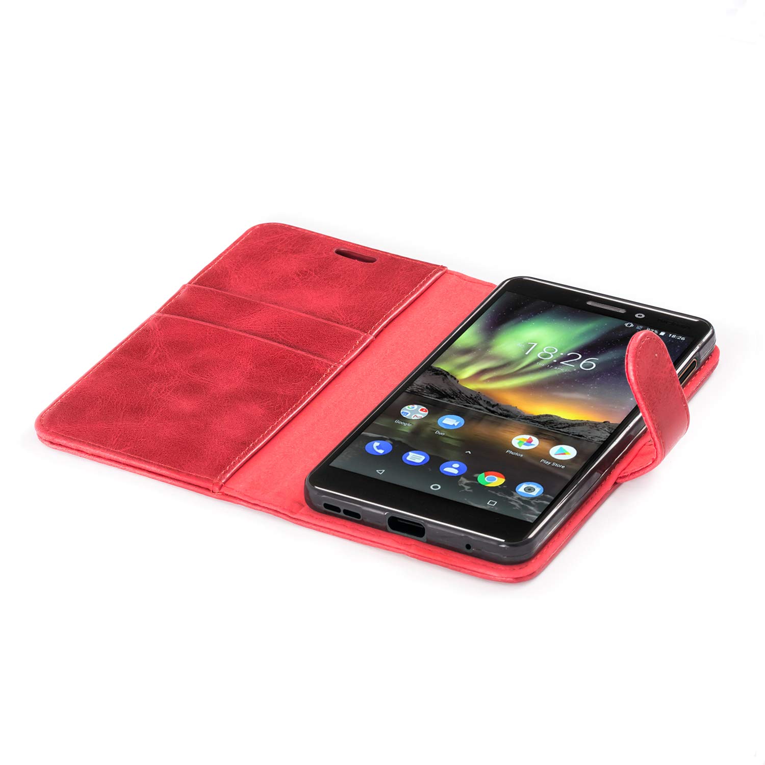 Mulbess Cover Per Nokia 2.3 – Custodia A Libretto In PU Con Porta Carte, Supporto E Chiusura Magnetica (Vino Rosso)