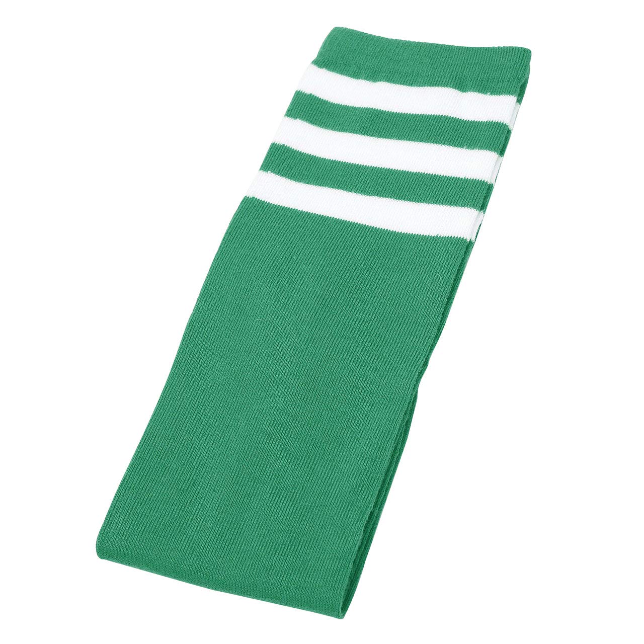 Women Knee High Socks Cotton Triple Striped Stockings Athletic for Baseball Sports Halloween Costume Christmas: One Size Green