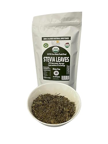 Buy Wellness Stevia Leaf Raw Certified Organic 8 oz (1/2 lb) Pure Sweet Leaf Stevia SIN amargura, dulzura natural y cero calorías.