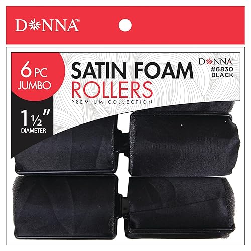 DONNA JUMBO - 6 rodillos de pelo de espuma sedosa Sastin de 1.5 pulgadas de profundidad para peinado sin calor, rizadores de pelo y clips incluidos,
